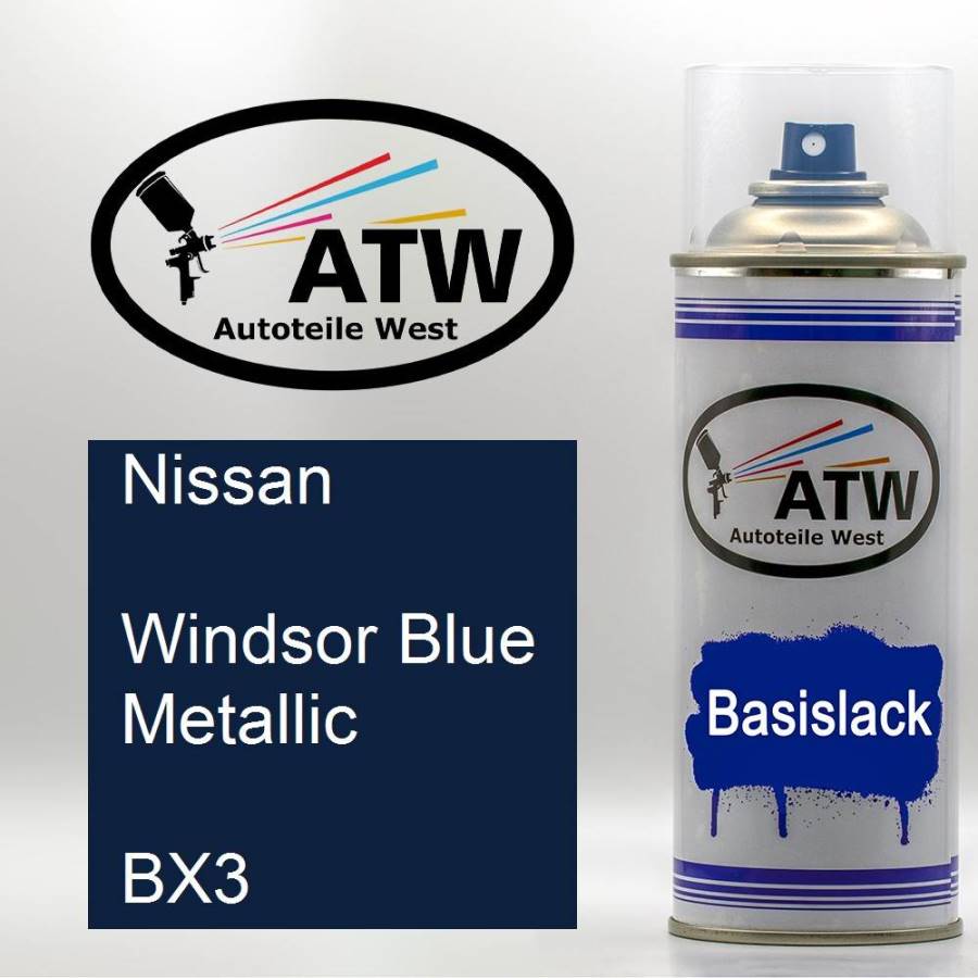 Nissan, Windsor Blue Metallic, BX3: 400ml Sprühdose, von ATW Autoteile West.